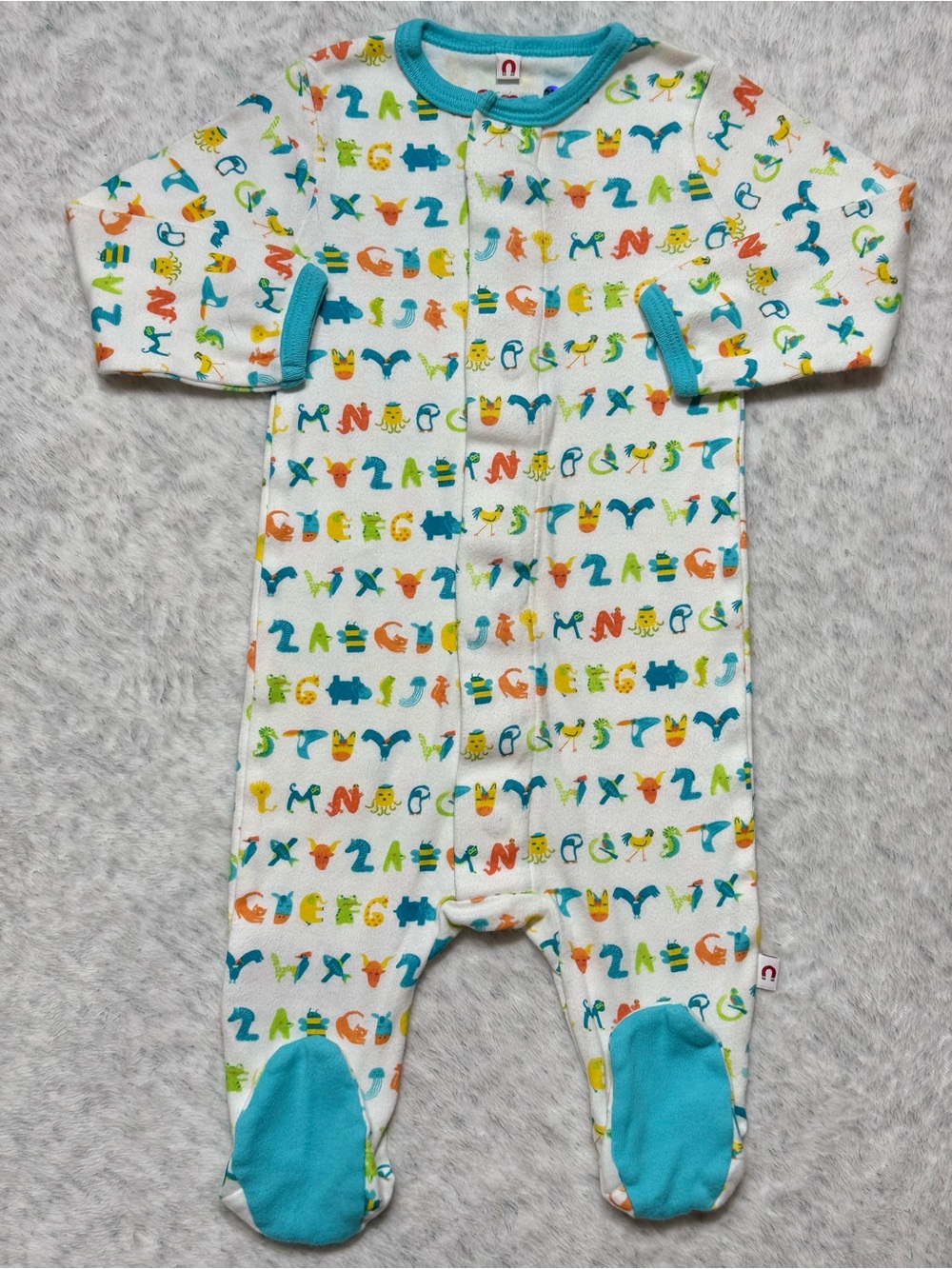 Magnetic Me E=MC Animal Alphabet Footie Sleeper 6-9M Baby Cotton Colorful ABC